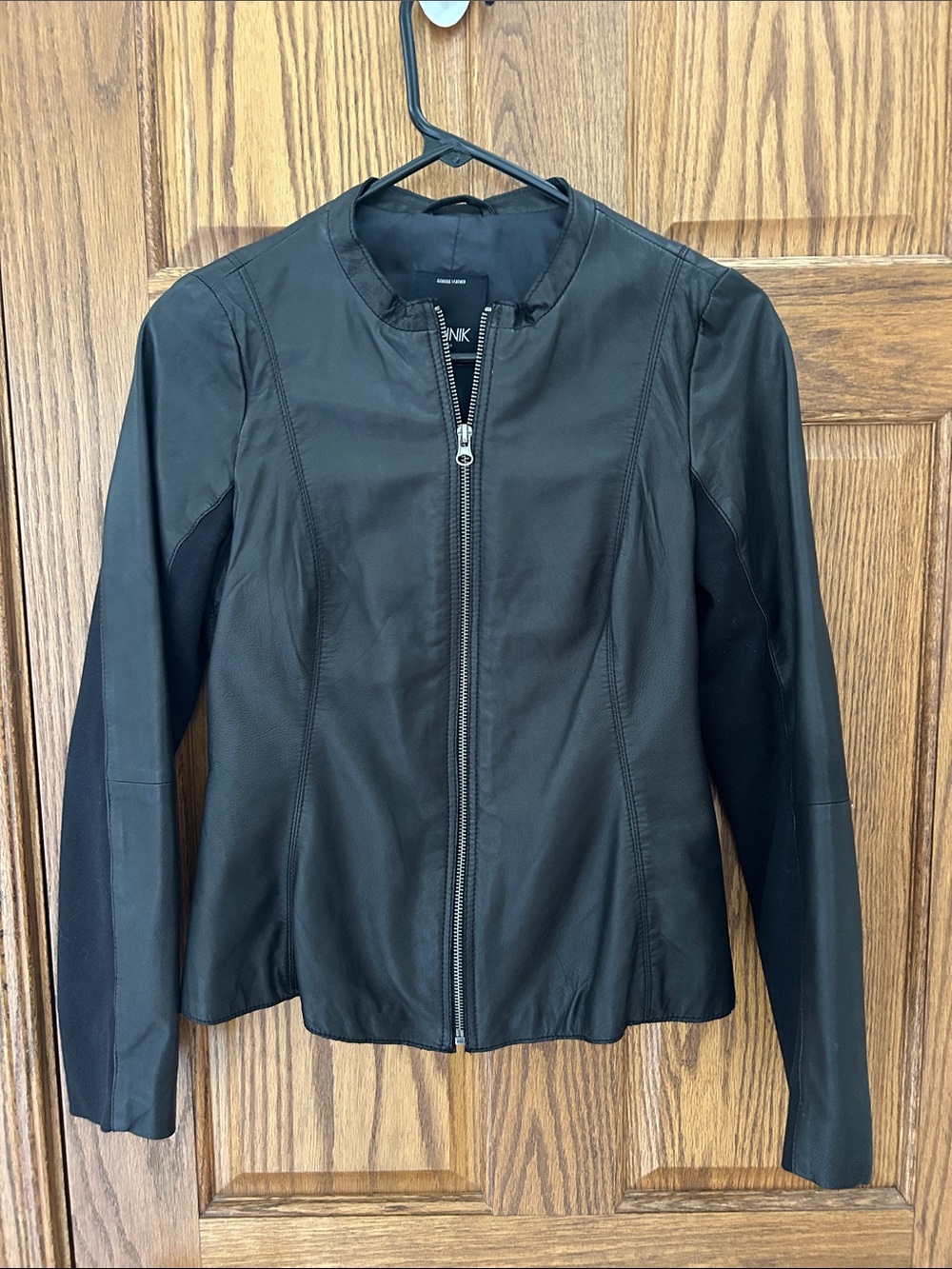Modern Black Leather Zip-Front Women's Jacket